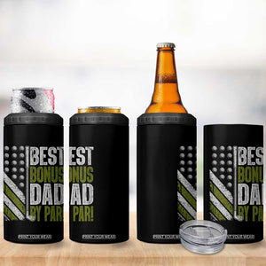 Best Bonus Dad By Par 4 in 1 Can Cooler Tumbler Step Dad Golf American Flag Fathers Day Gift For Golfers TS10 Print Your Wear