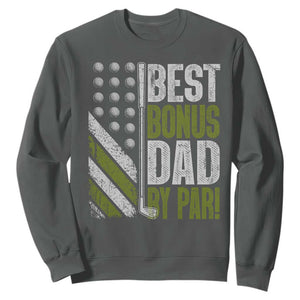 Best Bonus Dad By Par Sweatshirt Step Dad Golf American Flag Fathers Day Gift For Golfers TS10 Dark Heather Print Your Wear