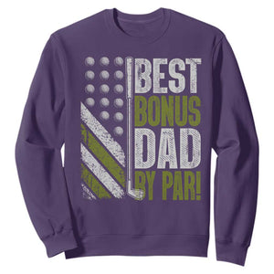 Best Bonus Dad By Par Sweatshirt Step Dad Golf American Flag Fathers Day Gift For Golfers TS10 Purple Print Your Wear