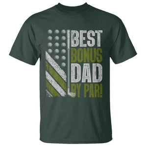 Best Bonus Dad By Par T Shirt Step Dad Golf American Flag Fathers Day Gift For Golfers TS10 Dark Forest Green Print Your Wear