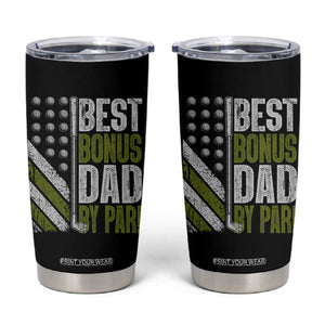 Best Bonus Dad By Par Tumbler Cup Step Dad Golf American Flag Fathers Day Gift For Golfers TS10 Black Print Your Wear