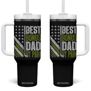 Best Bonus Dad By Par Tumbler With Handle Step Dad Golf American Flag Fathers Day Gift For Golfers TS10 One Size: 40 oz Black Print Your Wear