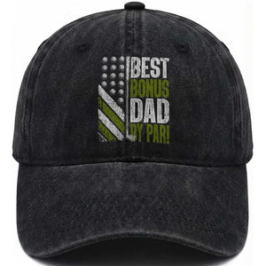 Best Bonus Dad By Par Washed Cotton Baseball Cap Step Dad Golf American Flag Fathers Day Gift For Golfers TS10 Print Your Wear