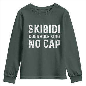 Cornhole King Youth Sweatshirt No Cap Funny Bean Bag Toss Game TS10 Dark Forest Green Print Your Wear