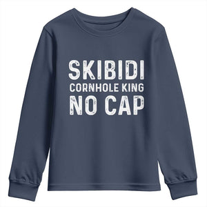Cornhole King Youth Sweatshirt No Cap Funny Bean Bag Toss Game TS10 Navy Print Your Wear
