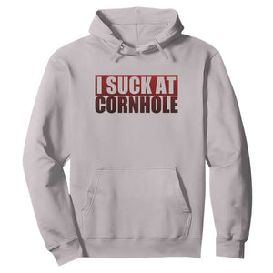I Suck At Cornhole Hoodie Funny Bean Bag Toss Game TS10 Ice Gray Print Your Wear