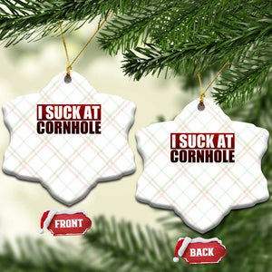 I Suck At Cornhole Ceramic Ornament Funny Bean Bag Toss Game TS10 Print Your Wear
