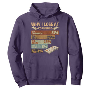 Funny Cornhole Player Hoodie Retro Why I Lose Game Day Bean Bag Toss Game TS10 Purple Print Your Wear