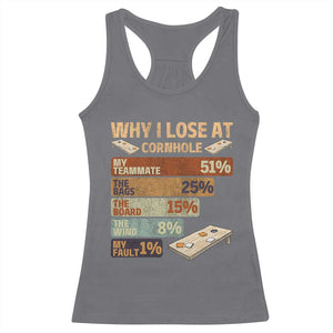 Funny Cornhole Player Racerback Tank Top Retro Why I Lose Game Day Bean Bag Toss Game TS10 Charcoal Print Your Wear
