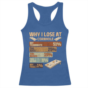 Funny Cornhole Player Racerback Tank Top Retro Why I Lose Game Day Bean Bag Toss Game TS10 Royal Blue Print Your Wear