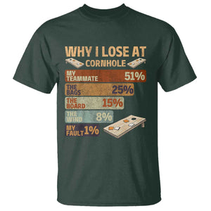 Funny Cornhole Player T Shirt Retro Why I Lose Game Day Bean Bag Toss Game TS10 Dark Forest Green Print Your Wear
