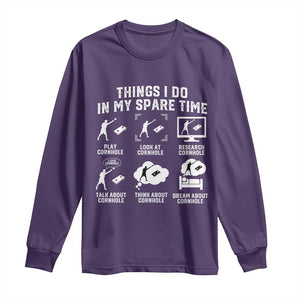 Funny Cornhole Lover Long Sleeve Shirt Things I Do In My Spare Time Bean Bag Toss Game TS10 Purple Print Your Wear