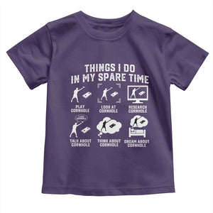 Funny Cornhole Lover Toddler T Shirt Things I Do In My Spare Time Bean Bag Toss Game TS10 Purple Print Your Wear