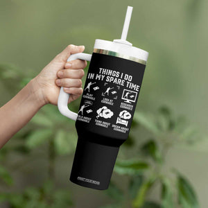 Funny Cornhole Lover Tumbler With Handle Things I Do In My Spare Time Bean Bag Toss Game TS10 Print Your Wear