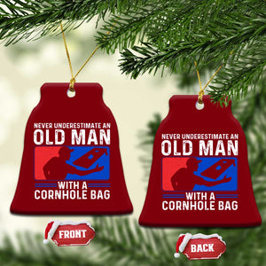 Funny Cornhole Player Ceramic Ornament Never Underestimate An Old Man With A Cornhole Bag TS10 Print Your Wear