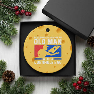 Funny Cornhole Player Ceramic Ornament Never Underestimate An Old Man With A Cornhole Bag TS10 1pc Yellow Cheese Print Your Wear