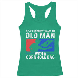 Funny Cornhole Player Racerback Tank Top Never Underestimate An Old Man With A Cornhole Bag TS10 Irish Green Print Your Wear