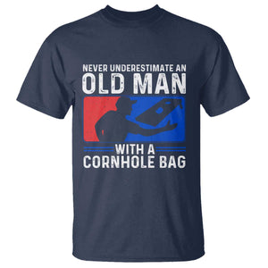 Funny Cornhole Player T Shirt Never Underestimate An Old Man With A Cornhole Bag TS10 Navy Print Your Wear