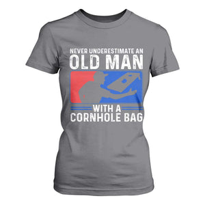 Funny Cornhole Player T Shirt For Women Never Underestimate An Old Man With A Cornhole Bag TS10 Charcoal Print Your Wear