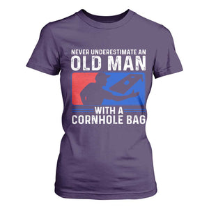 Funny Cornhole Player T Shirt For Women Never Underestimate An Old Man With A Cornhole Bag TS10 Purple Print Your Wear