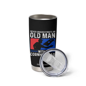 Funny Cornhole Player Tumbler Cup Never Underestimate An Old Man With A Cornhole Bag TS10 Print Your Wear