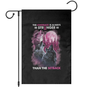 Pink Breast Cancer Garden Flag Pink Ribbon Comeback Stronger Than Setback Wolf Moon TS10 Black Print Your Wear