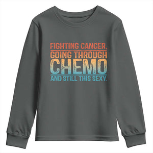 Funny Cancer Fighter Youth Sweatshirt Inspirational Quote Chemo Patient Gift TS10 Dark Heather Print Your Wear