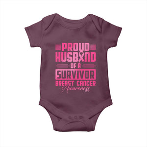 Husband Of A Warrior Breast Cancer Awareness Baby Onesie Wife Support Squad TS10 Maroon Print Your Wear