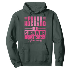 Husband Of A Warrior Breast Cancer Awareness Hoodie Wife Support Squad TS10 Dark Forest Green Print Your Wear