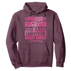 Husband Of A Warrior Breast Cancer Awareness Hoodie Wife Support Squad TS10 Maroon Print Your Wear