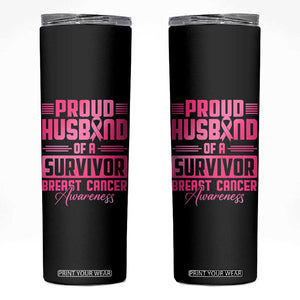 Husband Of A Warrior Breast Cancer Awareness Skinny Tumbler Wife Support Squad TS10 Black Print Your Wear