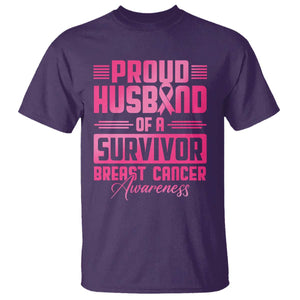 Husband Of A Warrior Breast Cancer Awareness T Shirt Wife Support Squad TS10 Purple Print Your Wear