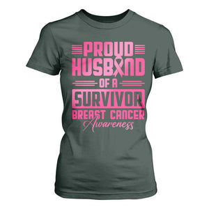 Husband Of A Warrior Breast Cancer Awareness T Shirt For Women Wife Support Squad TS10 Dark Forest Green Print Your Wear