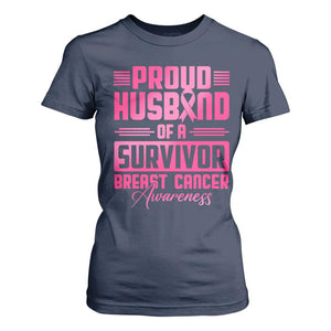 Husband Of A Warrior Breast Cancer Awareness T Shirt For Women Wife Support Squad TS10 Navy Print Your Wear