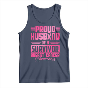 Husband Of A Warrior Breast Cancer Awareness Tank Top Wife Support Squad TS10 Navy Print Your Wear