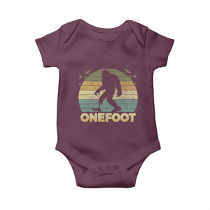 Onefoot Leg Amputee Recovery Baby Onesie Retro One Foot Bigfoot TS10 Maroon Print Your Wear