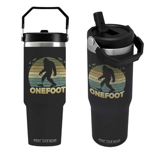 Onefoot Leg Amputee Recovery Flip Straw Tumbler Retro One Foot Bigfoot TS10 One Size: 30 oz Black Print Your Wear