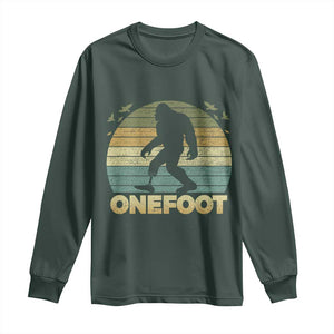 Onefoot Leg Amputee Recovery Long Sleeve Shirt Retro One Foot Bigfoot TS10 Dark Forest Green Print Your Wear