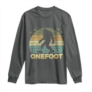 Onefoot Leg Amputee Recovery Long Sleeve Shirt Retro One Foot Bigfoot TS10 Dark Heather Print Your Wear