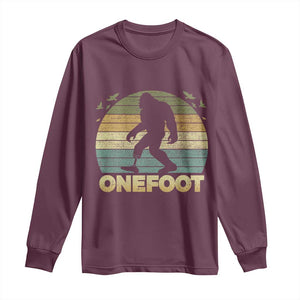 Onefoot Leg Amputee Recovery Long Sleeve Shirt Retro One Foot Bigfoot TS10 Maroon Print Your Wear