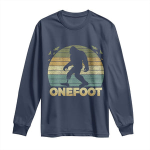 Onefoot Leg Amputee Recovery Long Sleeve Shirt Retro One Foot Bigfoot TS10 Navy Print Your Wear
