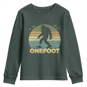 Onefoot Leg Amputee Recovery Youth Sweatshirt Retro One Foot Bigfoot TS10 Dark Forest Green Print Your Wear