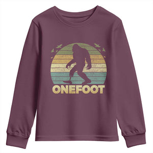 Onefoot Leg Amputee Recovery Youth Sweatshirt Retro One Foot Bigfoot TS10 Maroon Print Your Wear