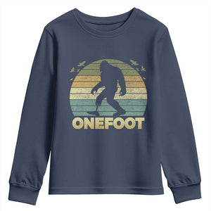 Onefoot Leg Amputee Recovery Youth Sweatshirt Retro One Foot Bigfoot TS10 Navy Print Your Wear