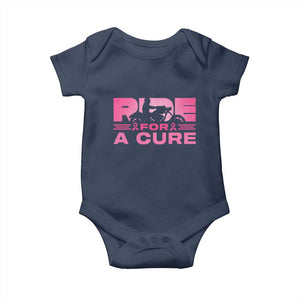 Breast Cancer Motorcycle Baby Onesie Pink Ribbon Ride For A Cure TS10 Navy Print Your Wear