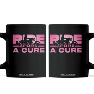 Breast Cancer Motorcycle Coffee Mug Pink Ribbon Ride For A Cure TS10 Black Print Your Wear