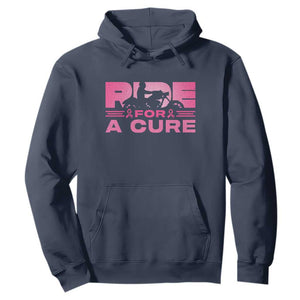 Breast Cancer Motorcycle Hoodie Pink Ribbon Ride For A Cure TS10 Navy Print Your Wear