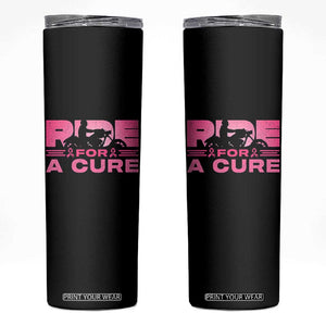 Breast Cancer Motorcycle Skinny Tumbler Pink Ribbon Ride For A Cure TS10 Black Print Your Wear