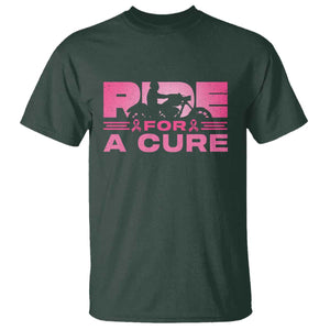 Breast Cancer Motorcycle T Shirt Pink Ribbon Ride For A Cure TS10 Dark Forest Green Print Your Wear