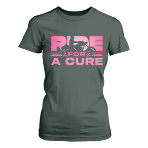 Breast Cancer Motorcycle T Shirt For Women Pink Ribbon Ride For A Cure TS10 Dark Forest Green Print Your Wear